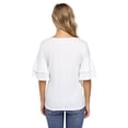 thumbnail image 4 of Women's Ruffle Tunic Top Casual V Neck Shirt Bell Half Sleeve Pullover Blouse Top, 4 of 5