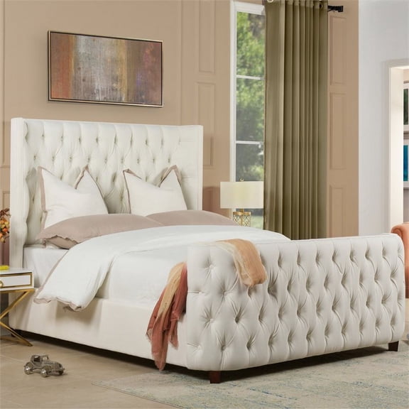 Brooklyn Queen Tufted Bed, Antique White