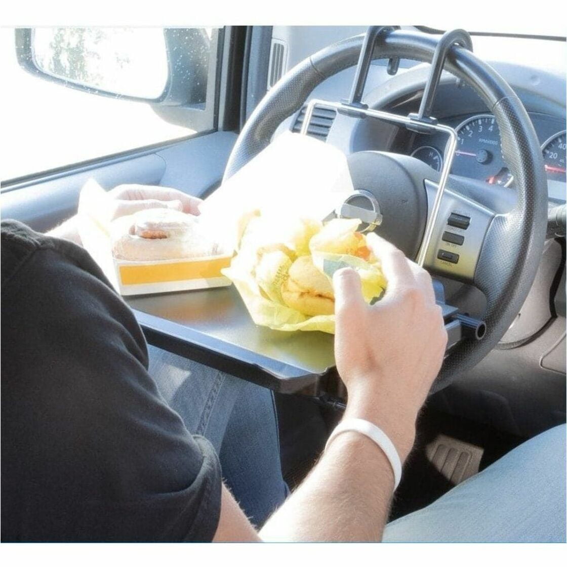 Mount-It! Adjustable Car Desk | Attach to Steering/Headrest | 6.6LBS Capacity