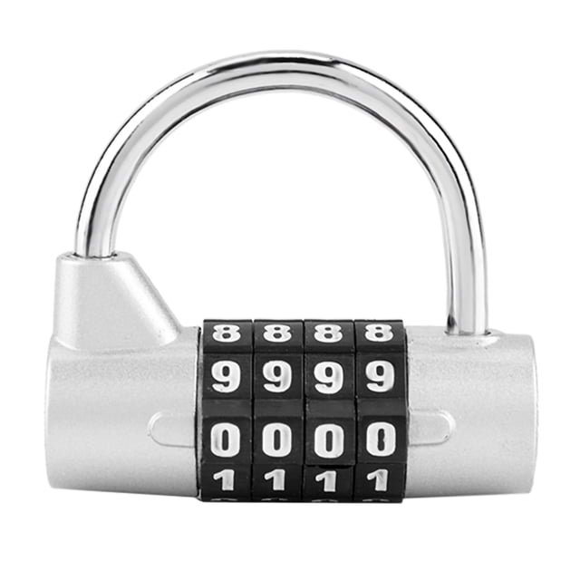 4 Dial Digit Code Combination Padlock Travel Suitcase Gym Locker Security Password Lock Silver