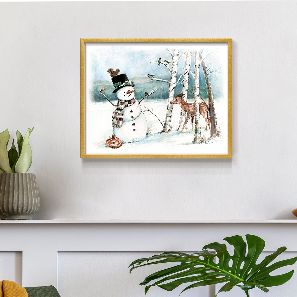 Snow Friends by Ruane Manning - Restickable Framed Giclée Print