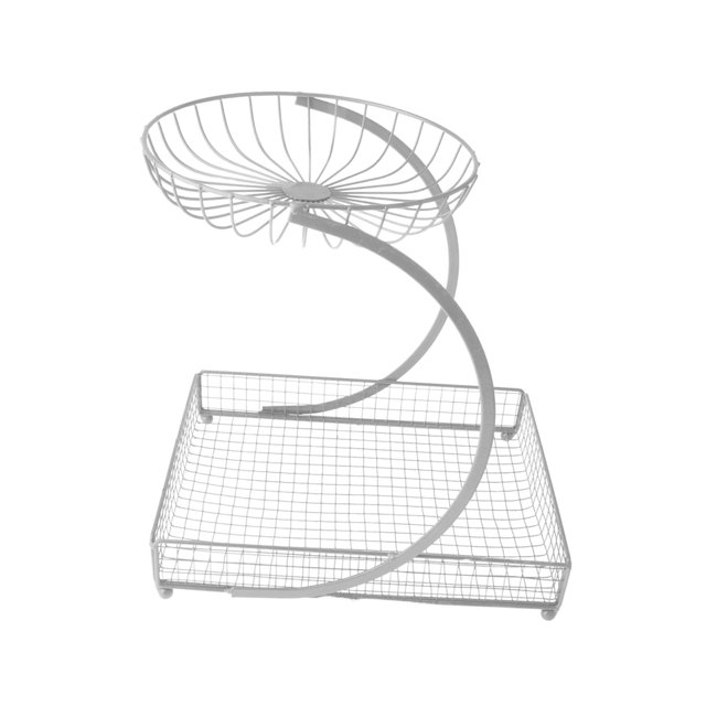 Cesta de frutas, soporte para frutas y verduras de alambre de hierro multicapa, tazón para bocadillos con fácil limpieza y gran espacio de almacenamie Blanco 2 capas