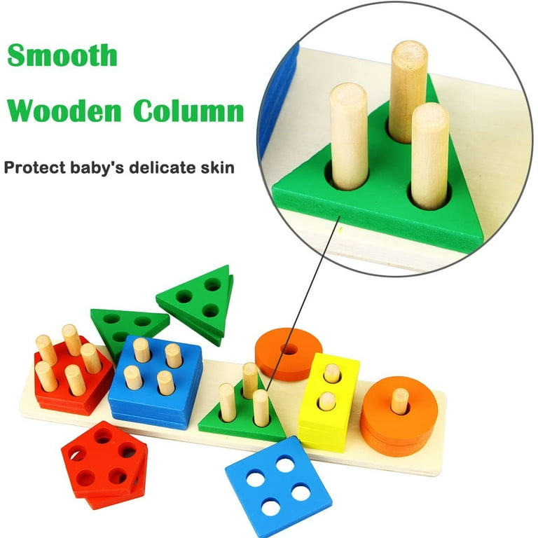 Wooden Color Sorting Toy Geometric Shape Puzzle Sorter Preschool  Educational Learning Board Toys For Kids Toddler