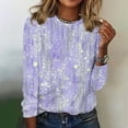 thumbnail image 2 of Hfiengba Long Sleeve Shirts for Women Floral Printed Crew Neck Tops Basic Tee Casual Loose Fit Clothes (XL, Purple), 2 of 4