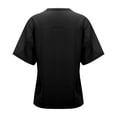 thumbnail image 4 of MIXUE Boho Tops For Women Summer Solid Color Round Neck Short Sleeve Loose Casual Yoga Sports Soft T-shirts Streetwear,Black,M, 4 of 5