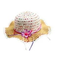 thumbnail image 2 of BRGZLK Summer Straw Hat for Girls Large Summer Cute Sun Hat Kids Outdoor Sunshade and Sun Protection Hat With Bowknot for 3-7 Years Coffee Free Size, 2 of 3