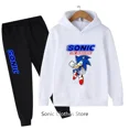 thumbnail image 4 of Conjunto de ropa informal para niños y niñas con capucha de Sonic, 2 piezas, primavera y otoño, chándal con capucha y pantalones de dibujos animados para niñas, 4 of 5