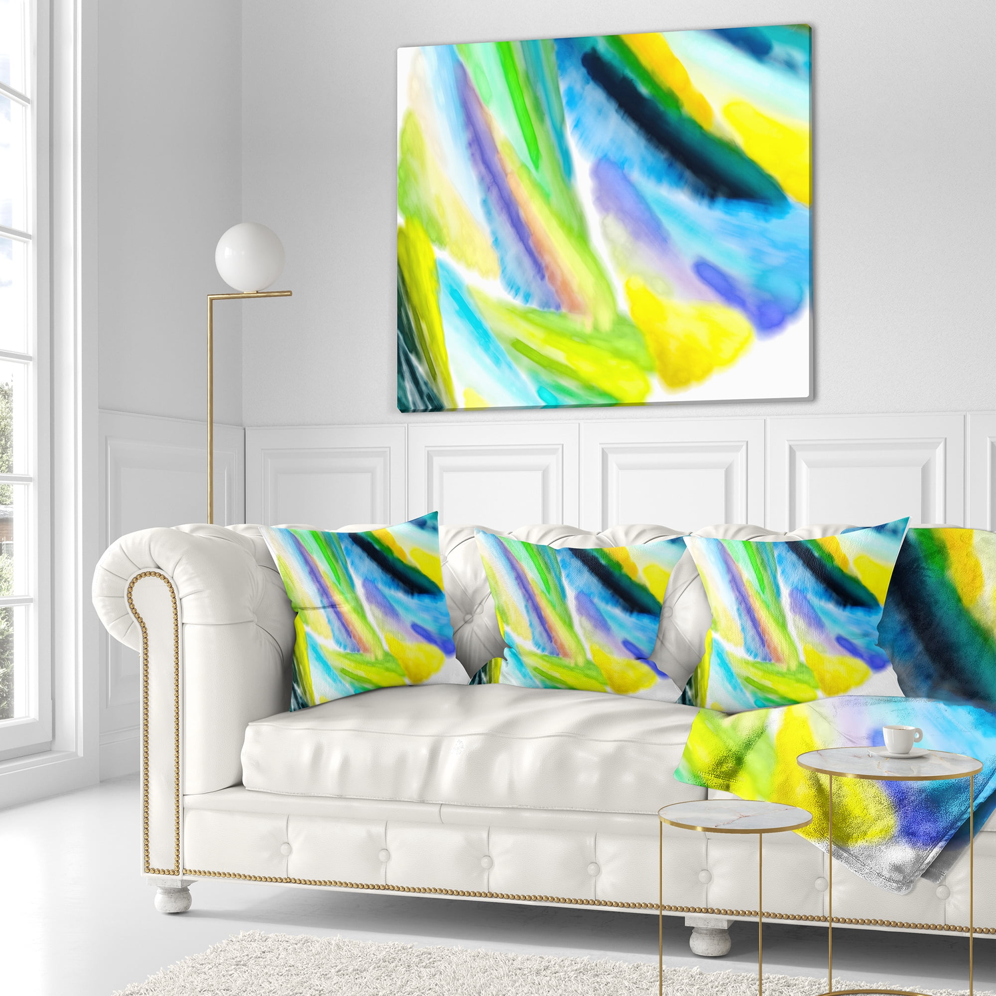 Designart Green Vibrant Brushstrokes - Abstract Throw Pillow - 16x16