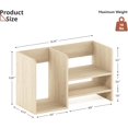 thumbnail image 3 of Wood 2 Toer Desk Organizer, Standing File Organizer with Three Storage Apartments, Desktop Storage Organizer for Desk, Office, Classroom, Brown, 3 of 14