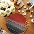 thumbnail image 2 of Red Gray Black Round 13 Inch Placemats Set of 2, Vintage Country Gradient Wooden Grain HeatResistant Non Slip Place Mats for Dining Table, Wipeable Braided Kitchen Table Mats for Housewarming, 2 of 9