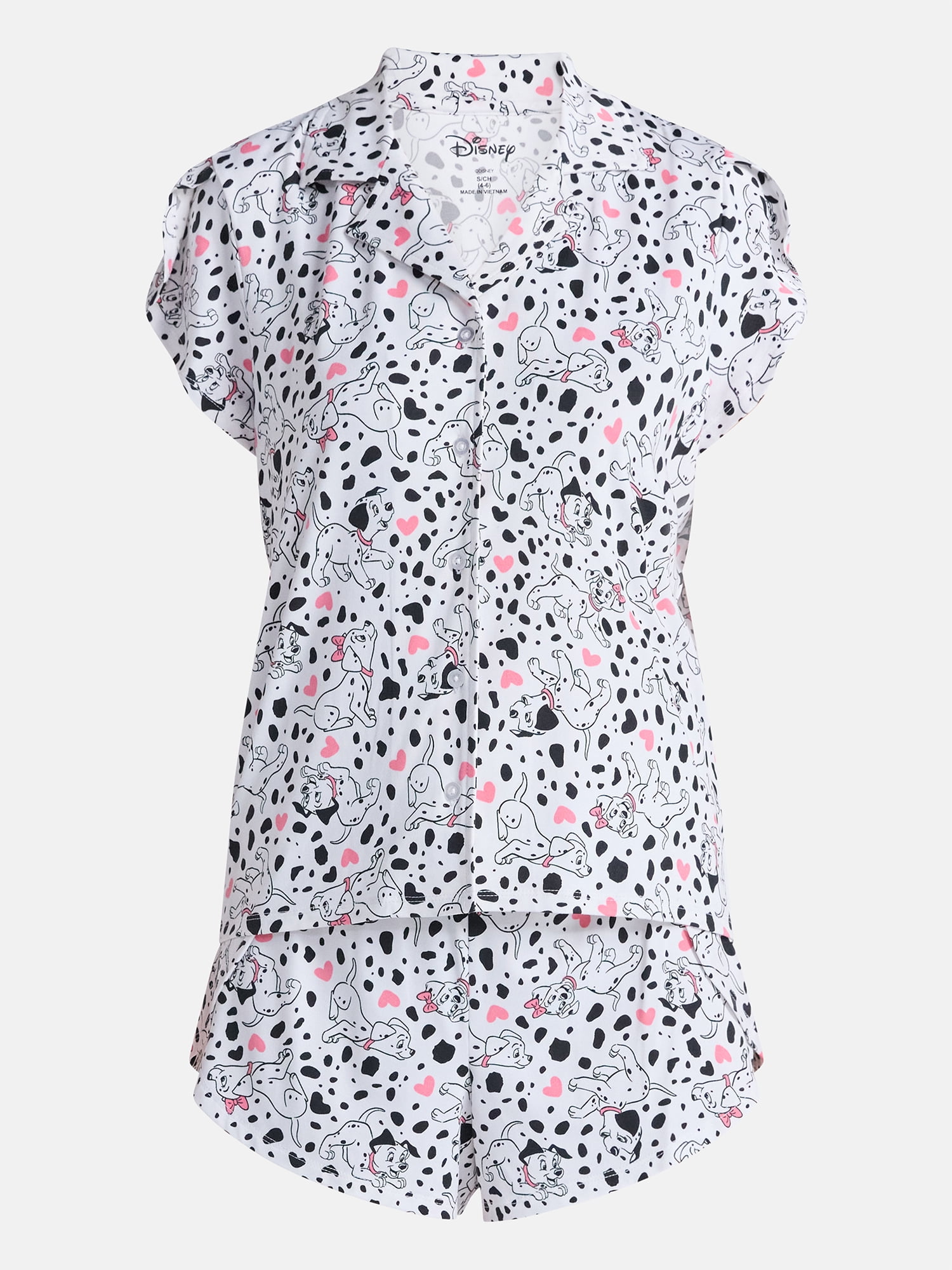 Disney 101 Dalmatians Women's Valentine's Day Shorty Pajama Set, 2-Piece, Sizes XS-3X