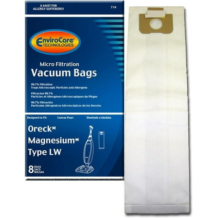 EnviroCare Replacement Vacuum Cleaner Dust Bags made to fit Oreck Magnesium Type LW Uprights 8 Pack