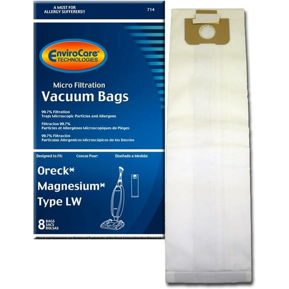 EnviroCare Replacement Vacuum Cleaner Dust Bags made to fit Oreck Magnesium Type LW Uprights 8 Pack