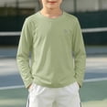 thumbnail image 2 of JIAYUE Boys Girls Breathable Tees Long Sleeve Ice Silk Solid Color Crew Neck Kids Lightweight Mesh Knit Top For Summer Play And Schoolwear, 2 of 8
