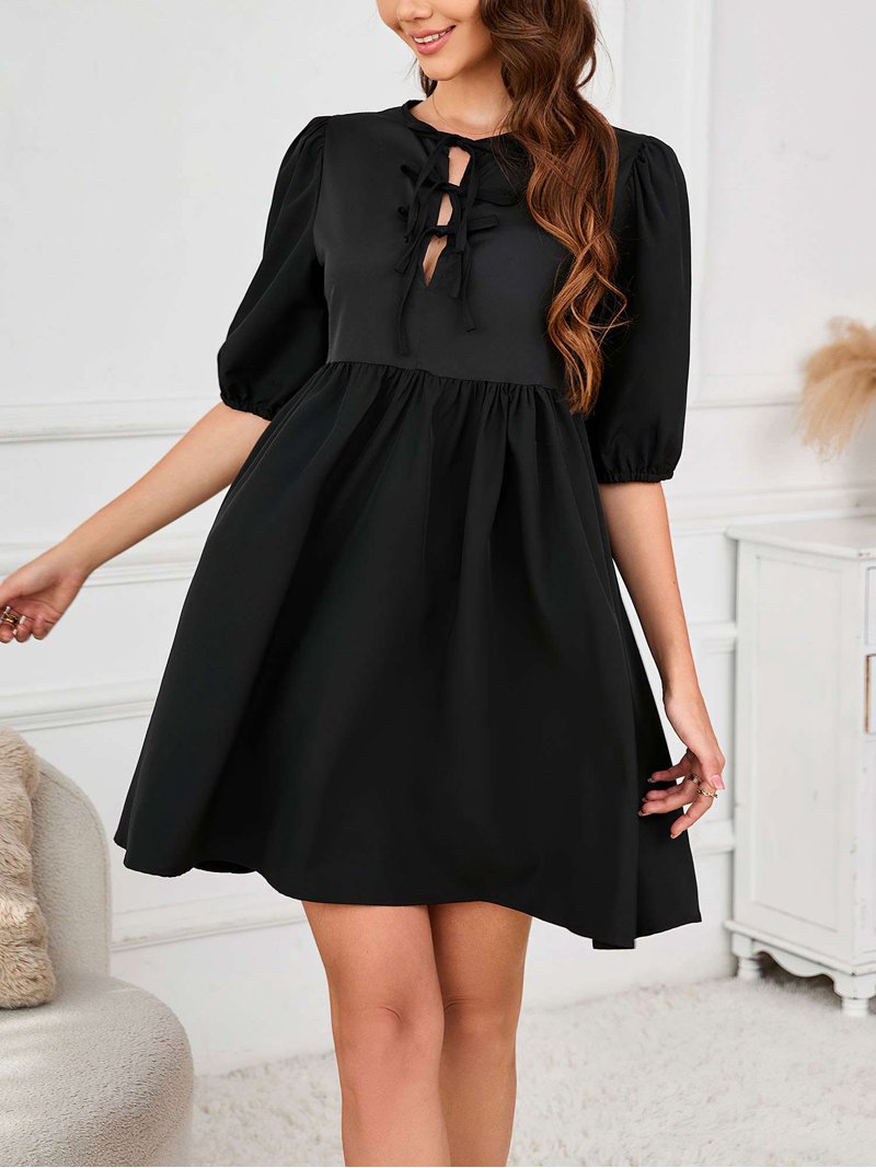 black tie formal maternity dress Iris Maternity Crossover Neckline Tie Back Jersey Work Dress in Black main image 0
