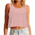 thumbnail image 2 of QUNYINEY Workout Summer Tank Tops for Women Crop Striped Shirts Loose Fit Sleeveless Vacation Crew Neck Casual Going Out Tops for Women, 2 of 6