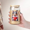 thumbnail image 4 of Happy Valentine's Day Miniature American Shepherd Brings Love Heart 16oz Glass Cup Mug MAS Dog Lover Gifts Glass Can with Bamboo Lid and Straw - 02028, 4 of 5