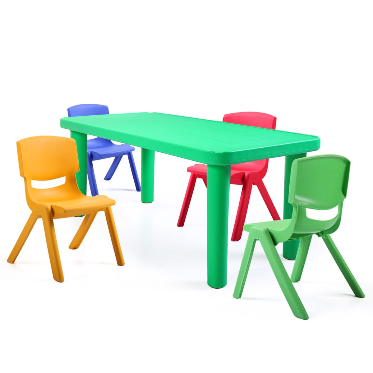 Jaxpety Rectangular Kids Plastic Play Table Portable Activity Table for Children Play Room Green