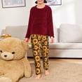 thumbnail image 6 of Gukieu Vintage Brown Plaid Sunflower Print Youth Home Trousers, Elastic Waistband with Pockets for Home and Outing, Suitable for Children Aged 5-16-XS(5-6), 6 of 6