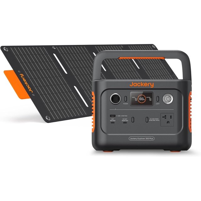 Jackery Generador solar 300 Plus Estación de energía portátil con panel solar del tamaño de un libro de 40 W, batería LiFePO4 de respaldo de 288 Wh, tomacorriente de CA de 300 W, solo 5 kg para vehícu
