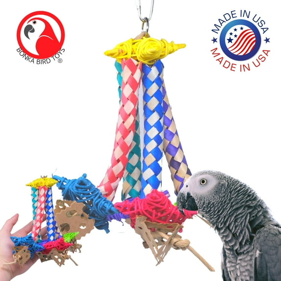 Bonka Bird Toys 1998 Shooting Star Toy Cage Parrot Cages Foraging Chew Shredder Conure Amazon Parakeet African Grey Natural Preening