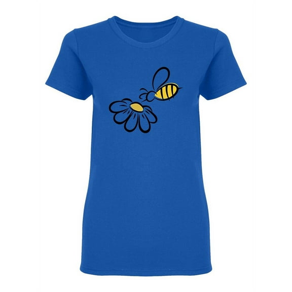 Stylized Bee And Flower Design Shaped T-Shirt Women -Image by Shutterstock, Female XX-Large