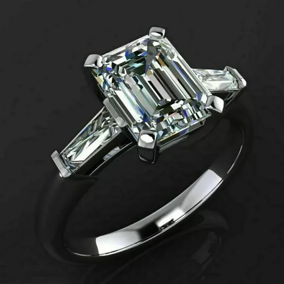 3Ct Lab Created Diamond Three Stone Engagement Ring Real 925 Sterling Silver