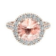 thumbnail image 4 of Round Cut Pink Morganite Diamond Halo Rings 14K Rose Gold 4.15 CT TW (G,SI), 4 of 5