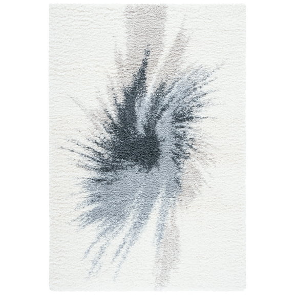 SAFAVIEH Fontana Darrin Abstract Shag Area Rug, Grey/Ivory, 5'3" x 7'6"