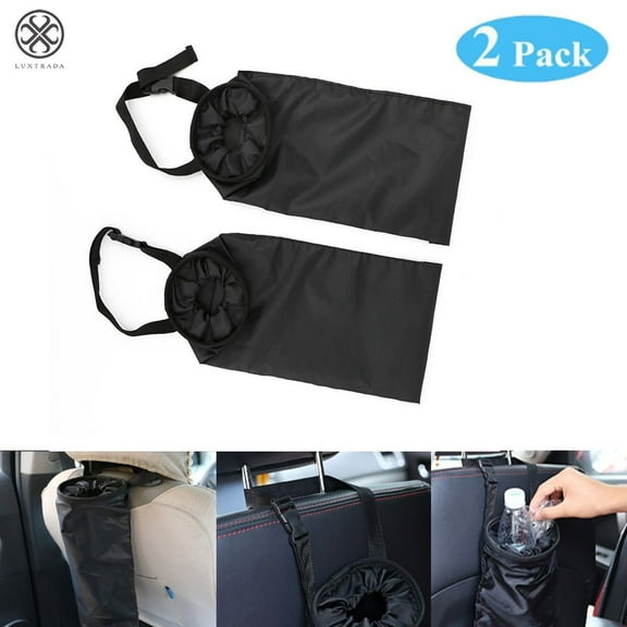 Luxtrada 2 Pack Car Trash Bags Car Trash Can Washable Eco-Friendly Seat Back Hanging Car Trash Bag Car Garbage Bag for Car,Travelling,Outdoor