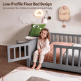 thumbnail image 2 of Miniyam Full Size Kids Floor Bed with Guardrails, Door and Book Storage, Gray, 2 of 7