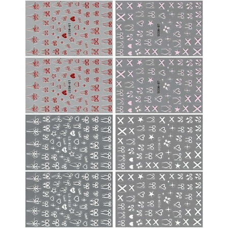 Valentine's Day Nail Art Stickers Adhesive Bows Heart Nail Decals Nail Supplies Nail Art Design Decoration Accessories