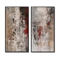 thumbnail image 2 of Designart "Fading Passion Retro Beige and Red Abstract" Abstract Painting Framed Wall Art Set Of 2 - Modern Red Frame Gallery Set For Office Decor, 2 of 6
