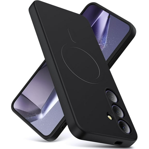 Magnetic for Samsung Galaxy S24 Case, Thin Liquid Silicone Case,Shockproof,Slim Thin Phone Case for Galaxy S24, Full Body Screen Camera Protective Cover-Black 12-sam s24-01