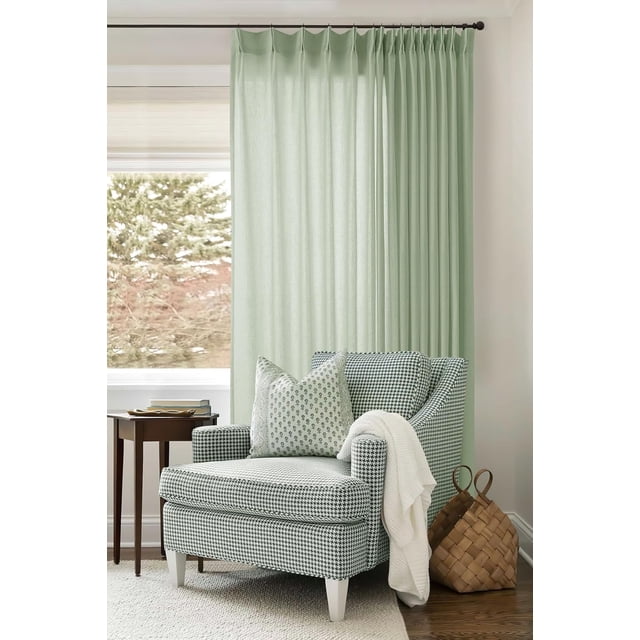 ASWZXCFGV Sage Green Linen Sheer Curtains 96 Inches Long Memory Shape Trained Pleated Curtain for Living Room with Hooks Rings Back Tab Pinch Pleat Drapes 96 Inch Length for Boho Bedroom