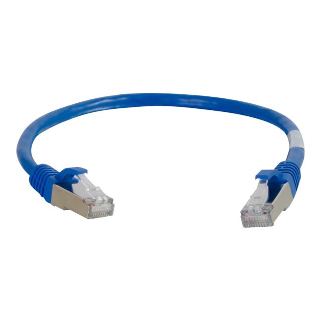 C2G Cat6a Snagless Shielded (STP) Network Patch Cable CAT 6a - Câble de Raccordement - RJ-45 (m) à RJ-45 (m) - 12 Pieds - STP - - Sans Accroc, Séchés - Bleu