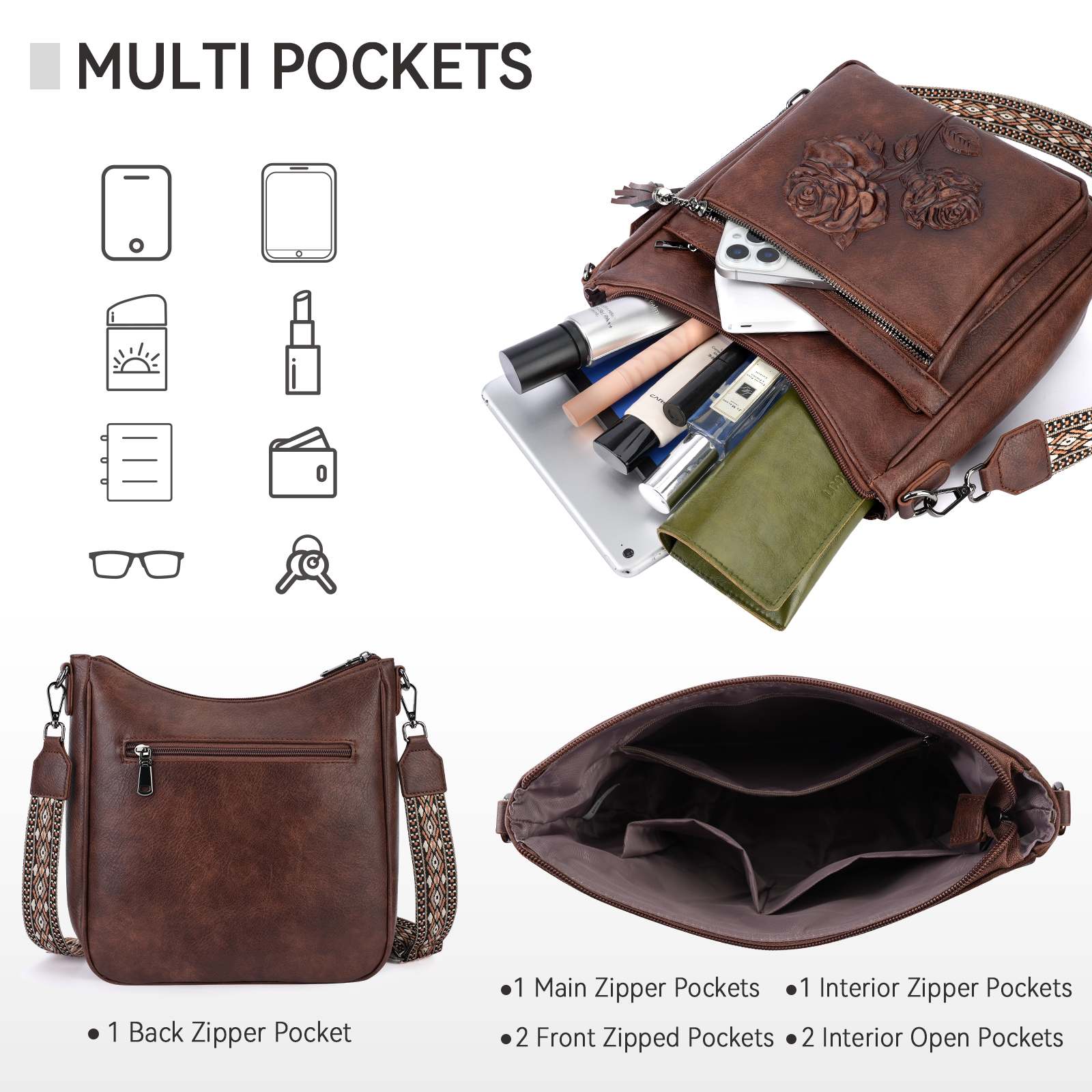 APHISON Crossbody Bags Casual Sling Backpack for Women, Shoulder Bag Travel Bag Cross Body Purses Bags with Adjustable Strap
