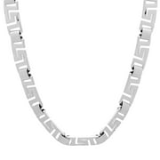 8mm Diamond-Cut Rhodium Plated Flat Choker Chain Necklace, 16 inches + Gift Box