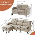 thumbnail image 3 of Pingliang Home Sectional Sofa with Storage Ottoman and Loveseat, 3 Seat L Shaped Couch with Side Pockets and 2 Seat Small Sofa,Living Room Furniture Set for Home Apartment Office Studio, 3 of 7