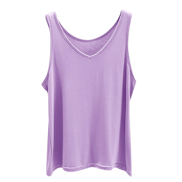 Timegard Débardeurs pour Femmes Col en V Ample Confortable Couleur Unie Sans Manches T-Shirt Pyjama Décontracté d'Été