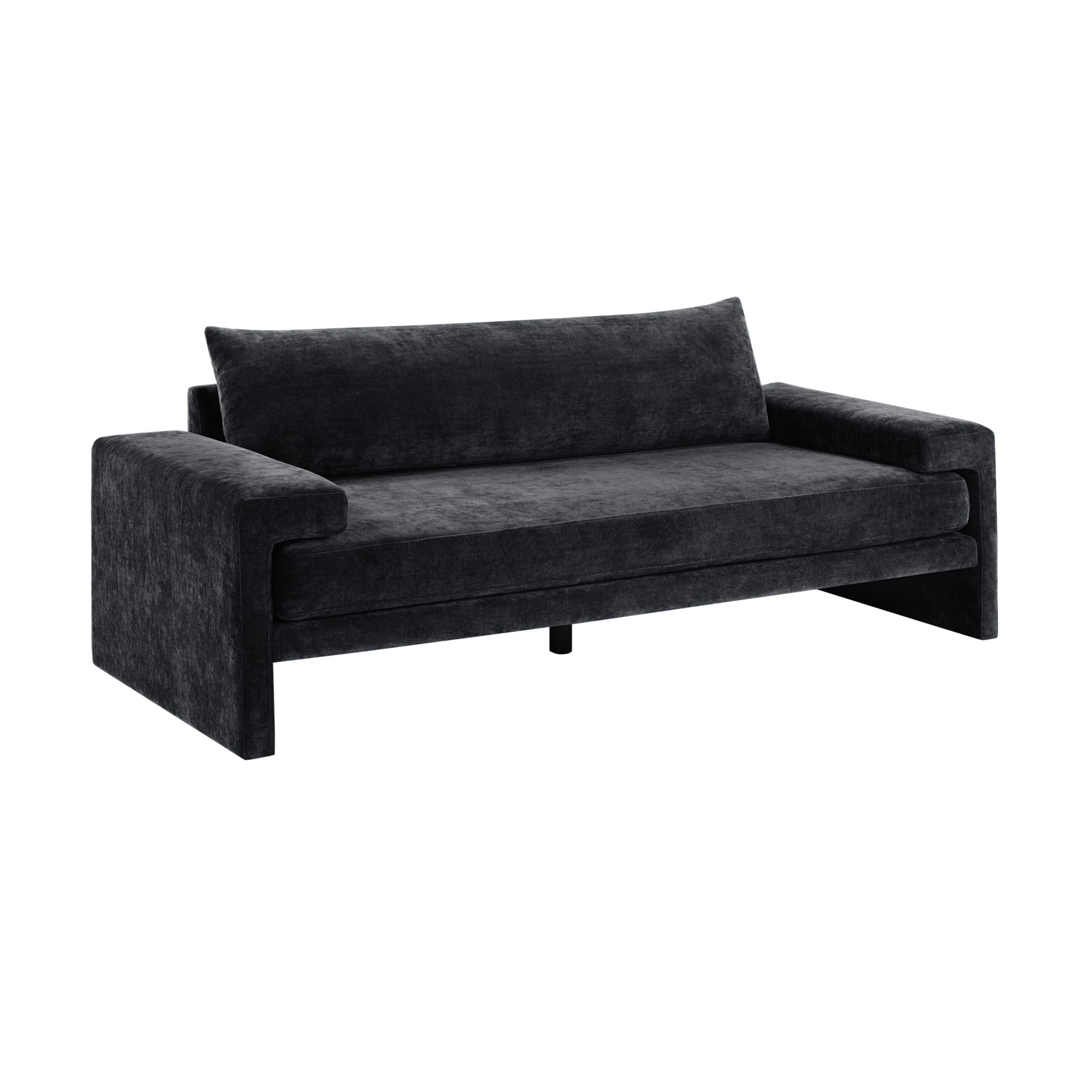 Christopher Knight Home 3-Seater Sofa with Chenille Upholstery, Wide Armrests, Thick Cushion, Black
