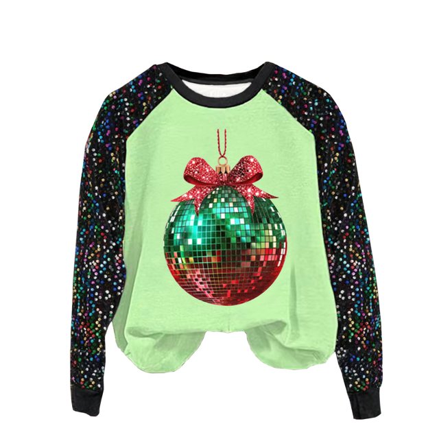 Pisexur Sweatshirts de Noël pour Femmes Mode Vacances Imprimé Graphique Pomme Rouge Pull Décontracté Manches Longues Col Rond Chandails en Molleton Amples Confortables Automne pour Femmes