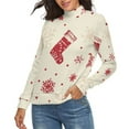 thumbnail image 2 of Snow Gift Sock Christmas Pattern Women's Turtleneck Sweater Long Sleeve Ribbed Fitted Turtle Neck Casual Fall Winter Collection Top XL, 2 of 4