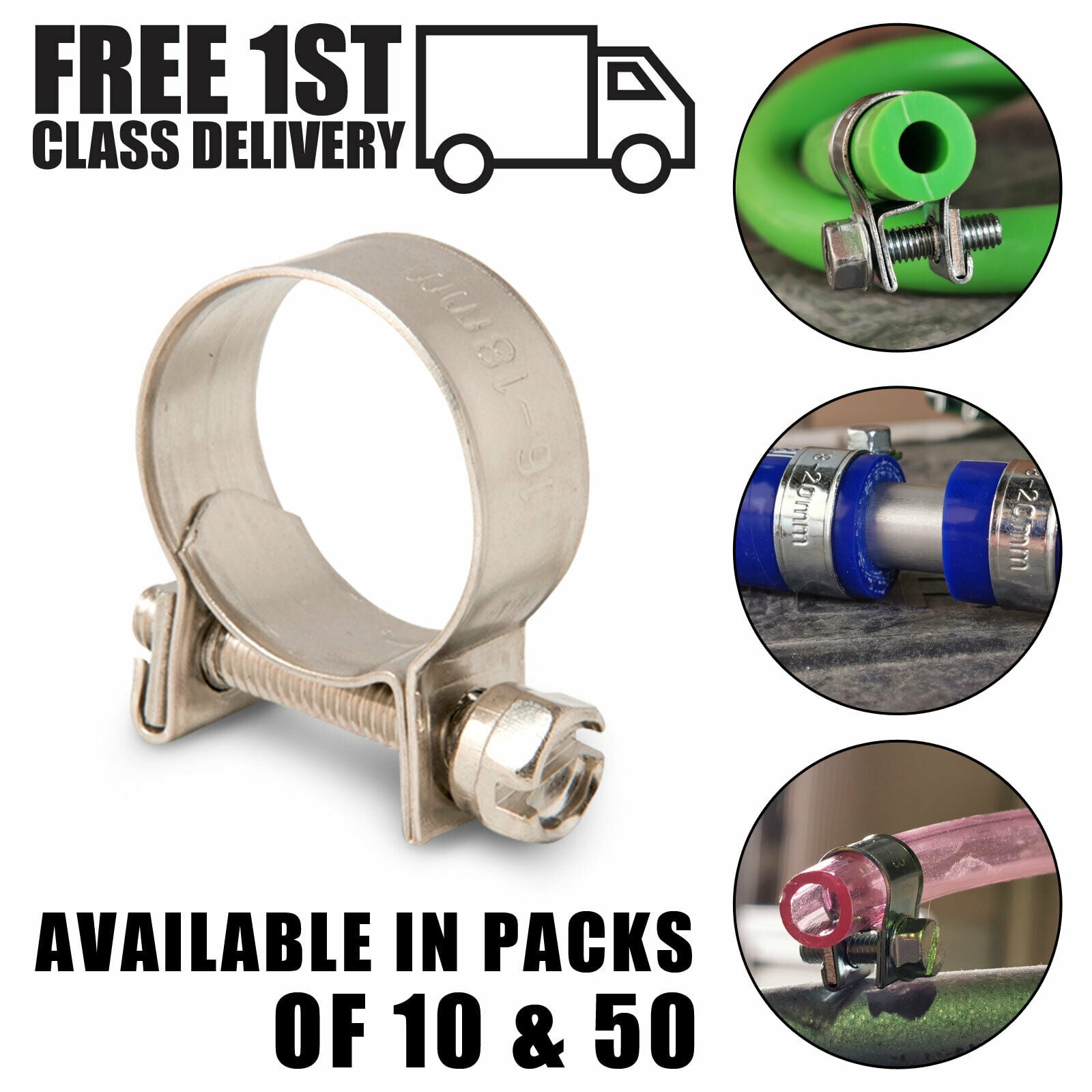 Mini Hose Jubilee HOSE Clip Clamp Fuel Line Diesel Petrol Pipe Clamps Clips 12mm 