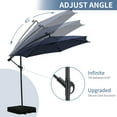 thumbnail image 6 of Ainfox 10ft Cantilever Patio Umbrella with Lights, Offset Market Umbrella with Sandbags Weighted Base and Cross Base, Navy Blue, 6 of 7