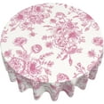 thumbnail image 3 of Pink Floral Tablecloth Round 70 x 70 Inch Chinoiserie Flowers Table Cloth Polyester Fabric Vintage Spring Summer Farmhouse Table Cover for Kitchen Party Dining Picnic Outdoor Decor, 3 of 6