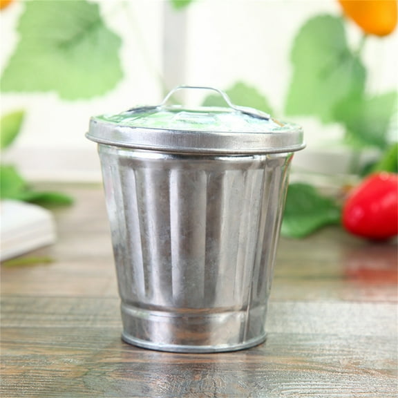 Desktop ornament,Cute Trash Can Creative With Lid Living Room Bedroom Table Trash Can Storage Can Flower Pot