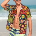 thumbnail image 5 of Lsque Hippie Peace Love pattern Hawaiian Shirt for Men, Unisex Summer Beach Casual Short Sleeve Button Down Shirts-Large, 5 of 9