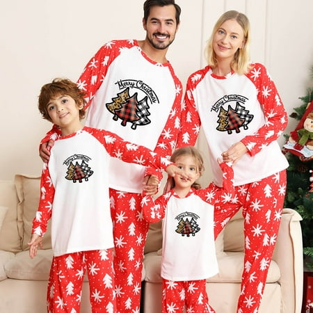 

ZCFZJW Clearance Christmas Matching Onesies Cotton Merry Christmas Red Grey Plaid Leopard Xmas Tree Graphic Plaid Long Sleeve Tee Shirts and Pants Two Piece Soft Home Wear Sleepwear Suit(Baby-18M)