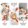 thumbnail image 3 of Walchoice 1QT Sauce Pan, Enameled Cast Iron Saucepan Dutch Oven Pot with Lid, 1 Quart Small Cooking Sauce Pot, Nonstick & Oven Safe - Orange, 3 of 8